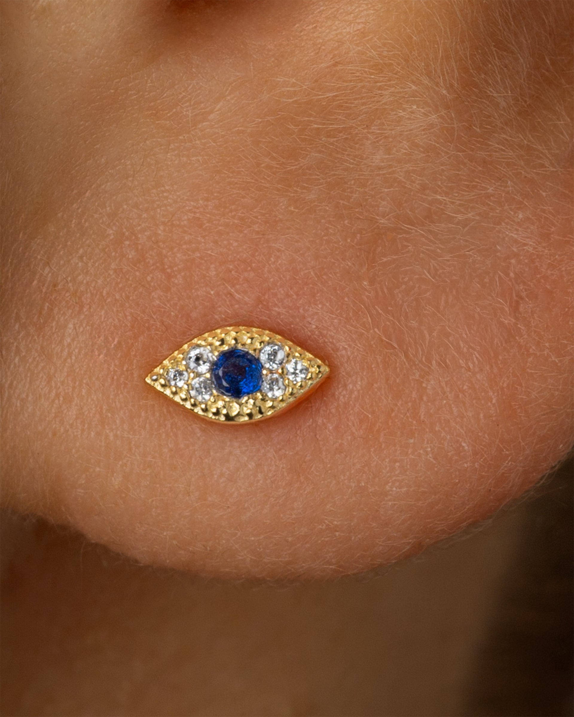Mini Evil Eye Studs in Gold — alternate view