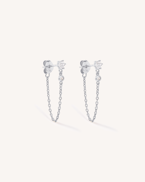 Flower Chain Stud Earrings