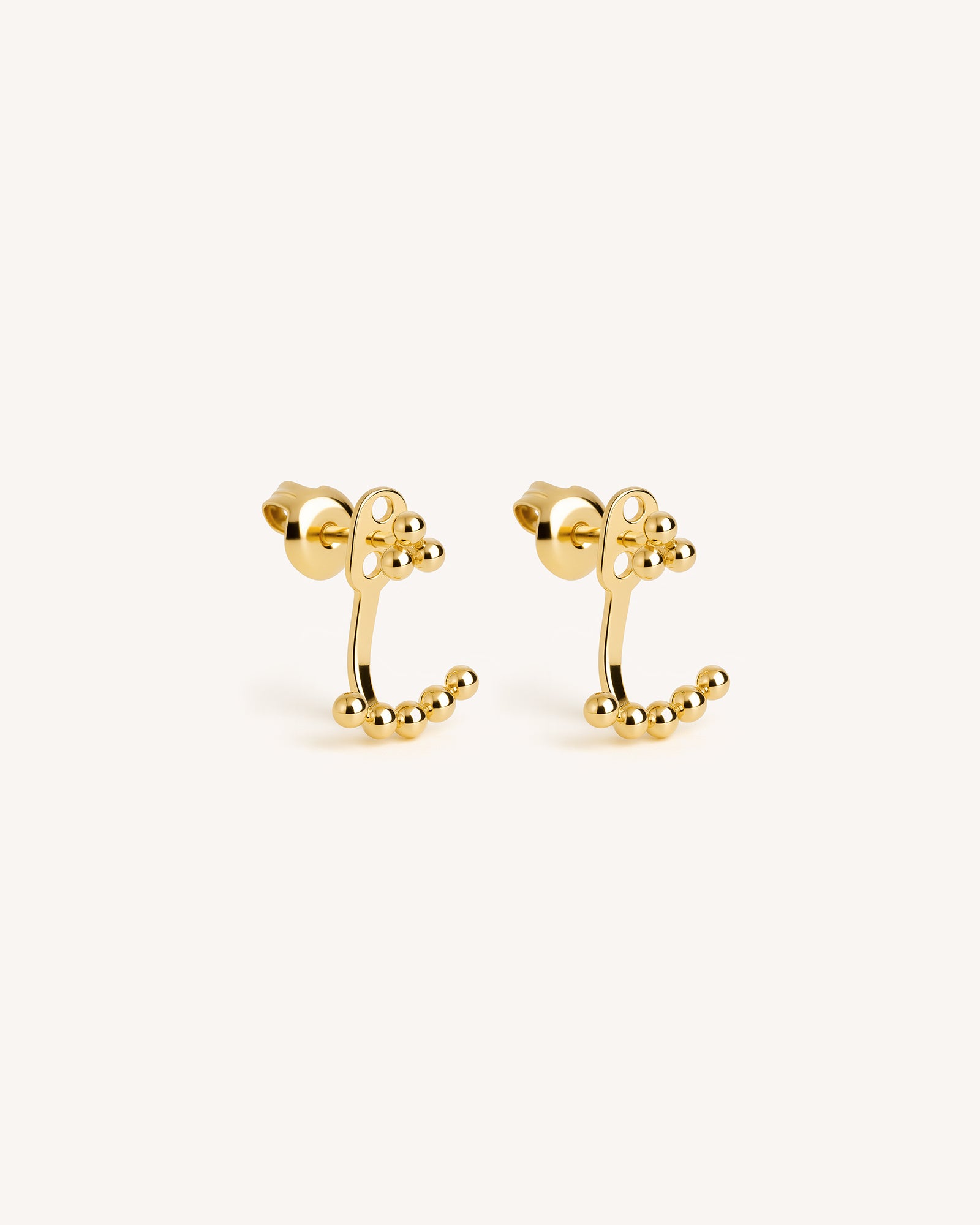 Foam Ear Jacket Stud Earrings in Gold