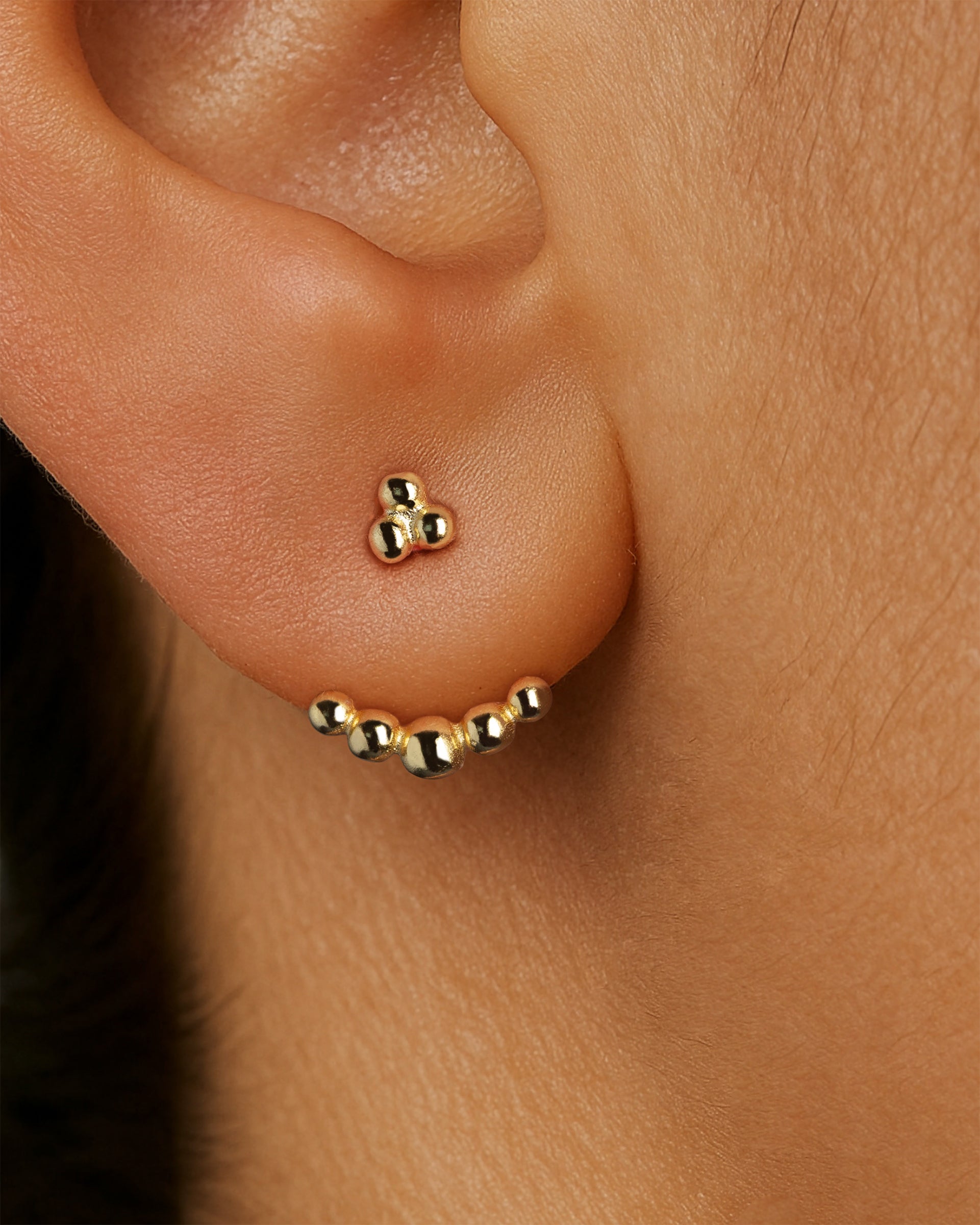 Foam Ear Jacket Stud Earrings in Gold — alternate view