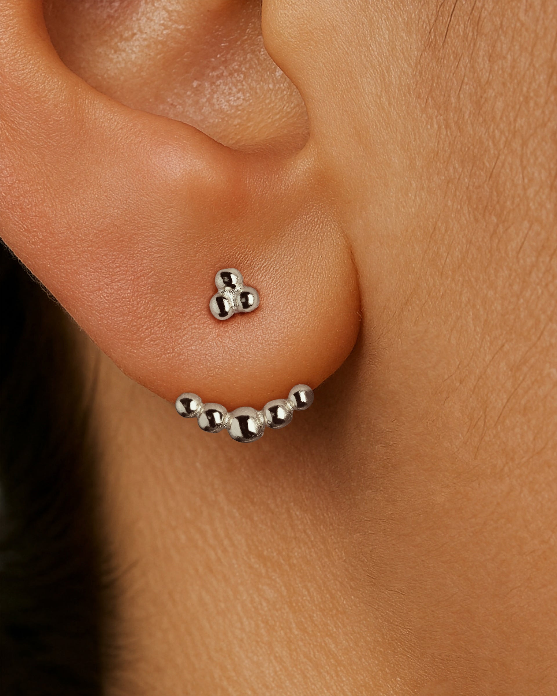 Foam Ear Jacket Stud Earrings in Silver — alternate view
