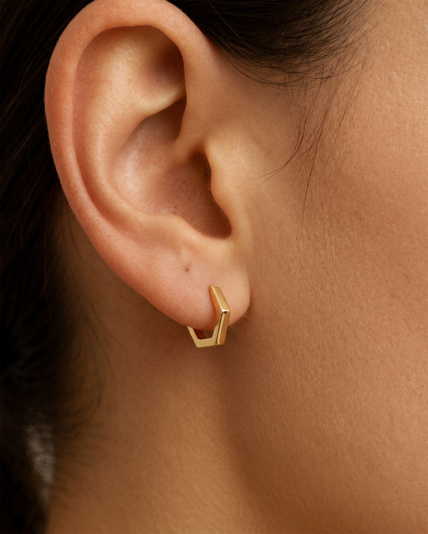 Hexagon Hoops in Gold — alternate view