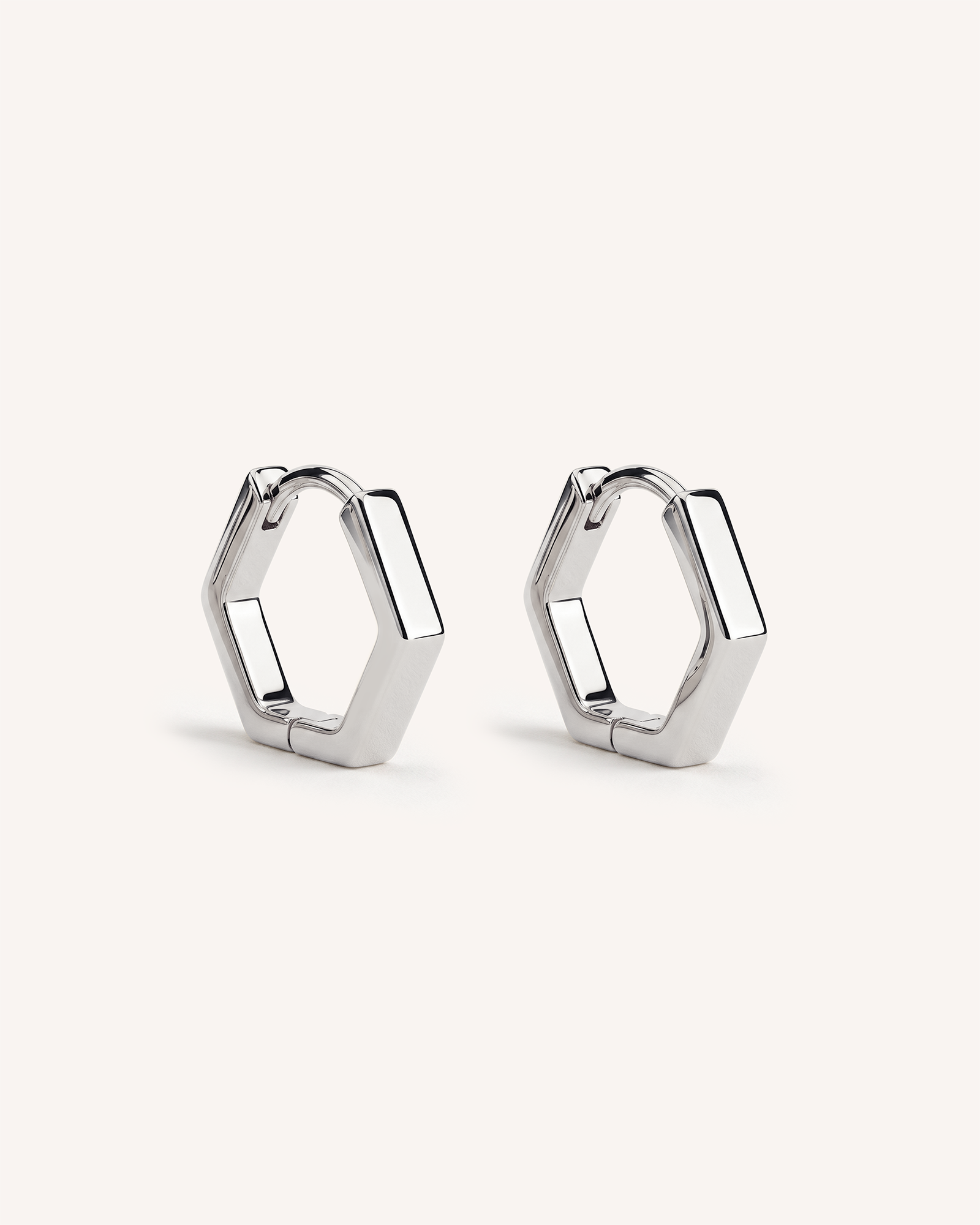 Hexagon Hoops in Silver