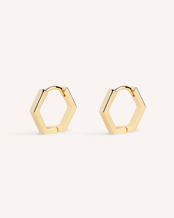 Hexagon Huggie Hoops