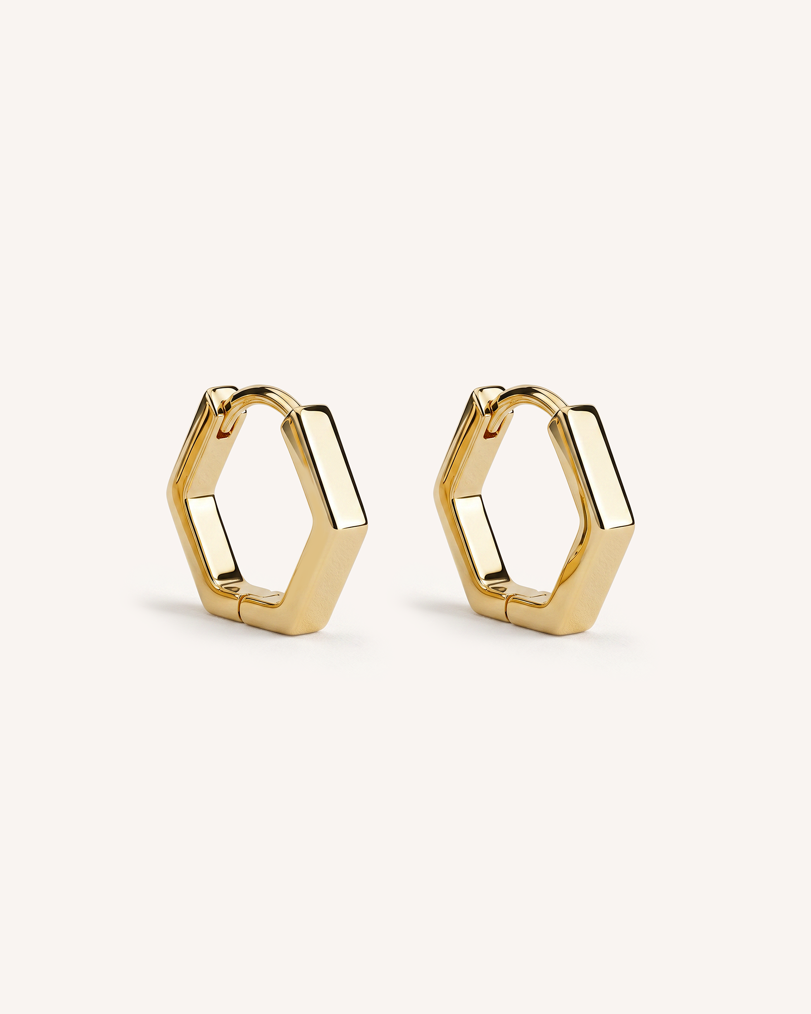 Hexagon Hoops in Gold