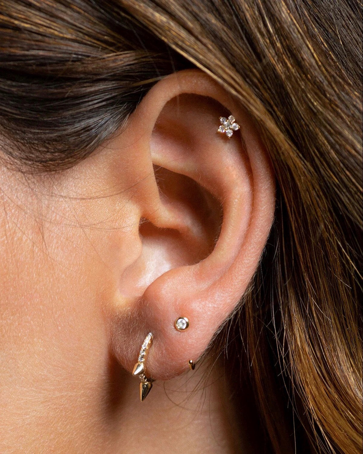 Mini Flower Studs in Gold — alternate view