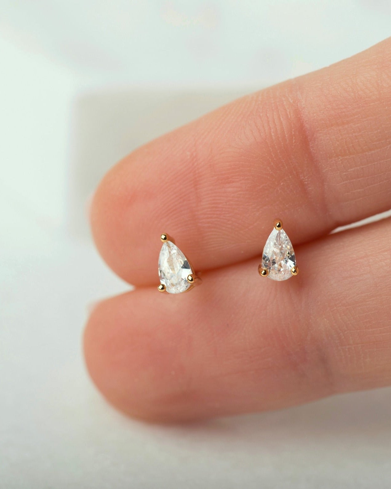 Teardrop Studs in Silver — alternate view