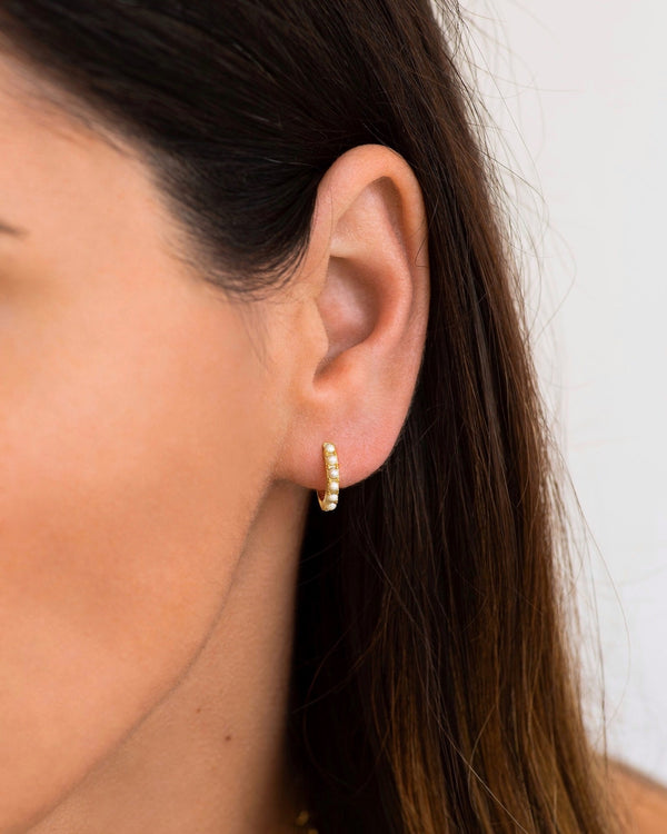 Dotted Pearl Hoops