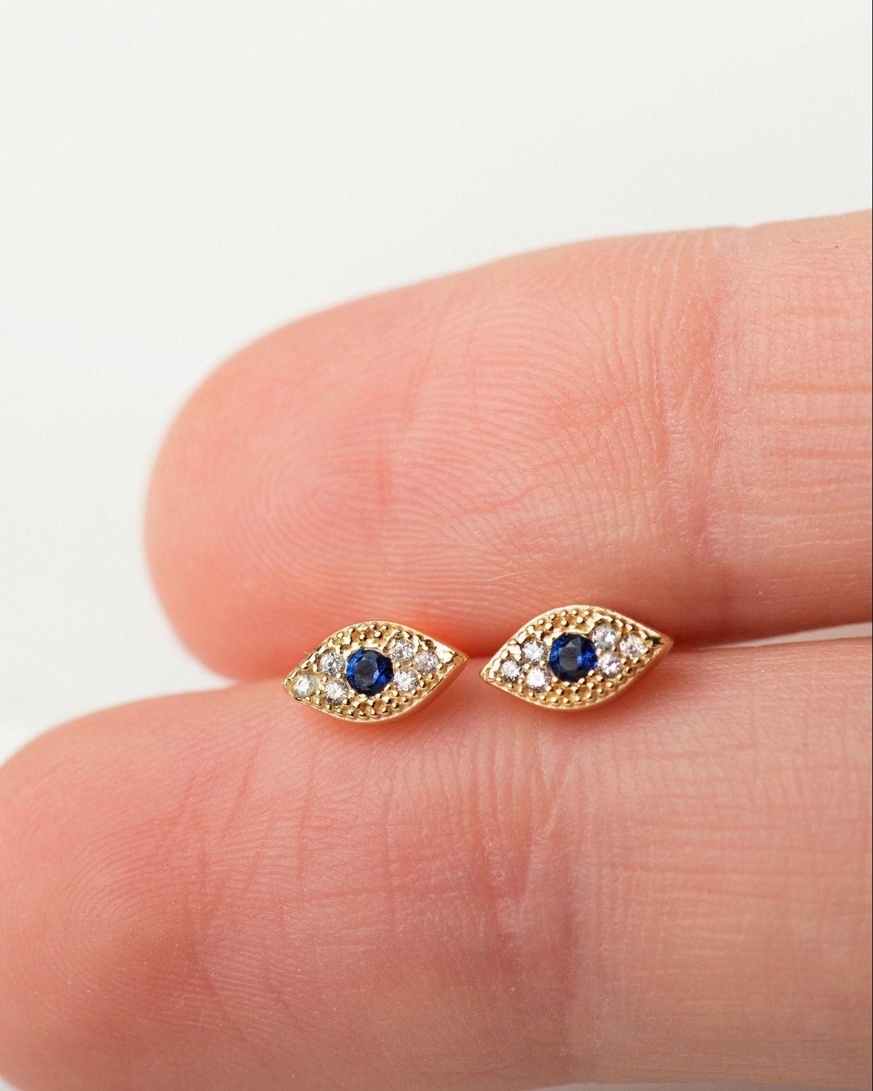 Mini Evil Eye Studs in Gold — alternate view