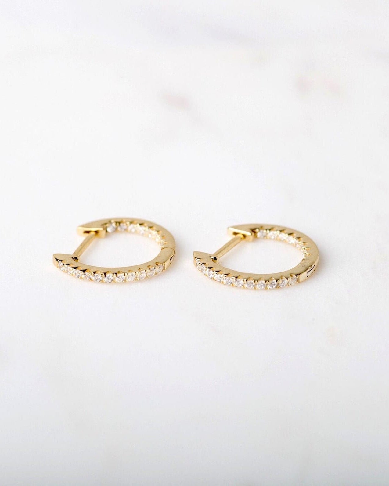 Medium Pave Hoops in Gold — alternate view