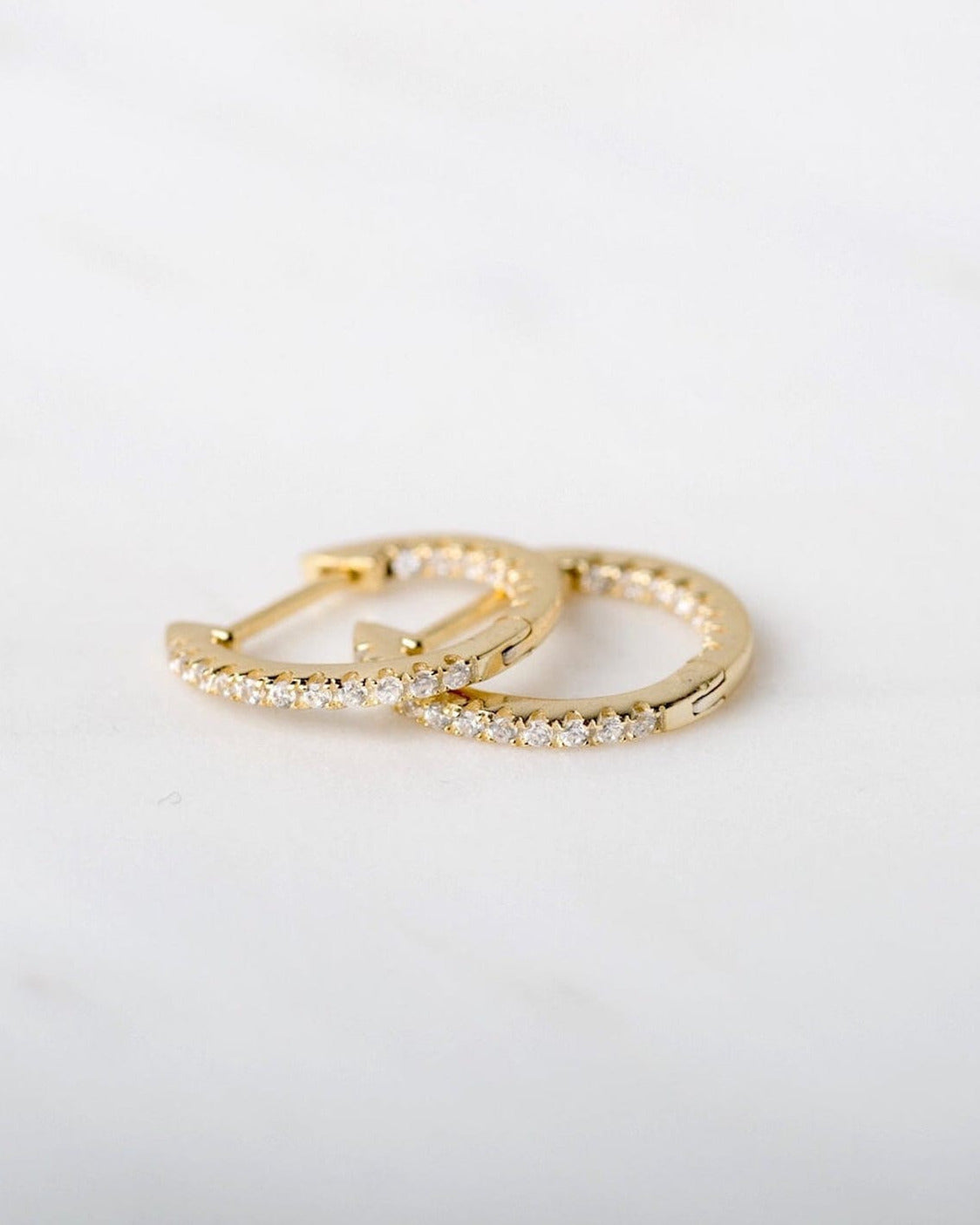 Medium Pave Hoops in Gold — alternate view