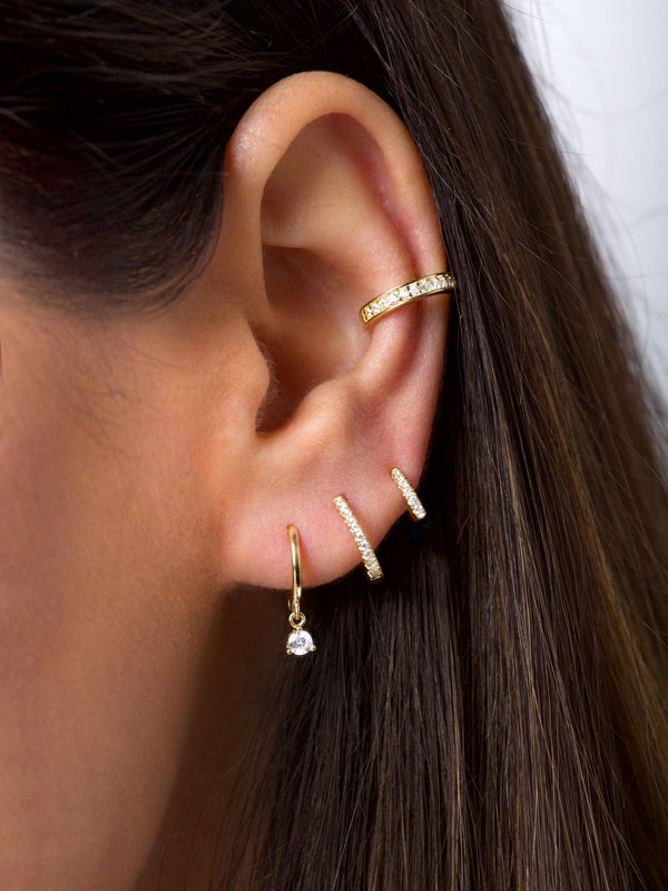 Solitaire Dangle Huggie Hoops