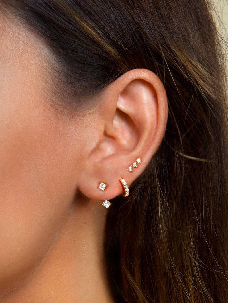 Diamond Front Back Earrings