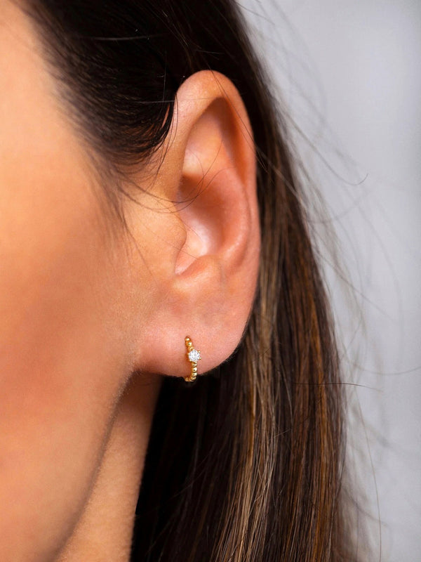 Beaded Diamond Hoops