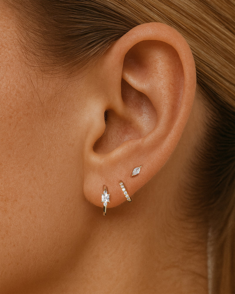 Princess Cut Crystal Hoops