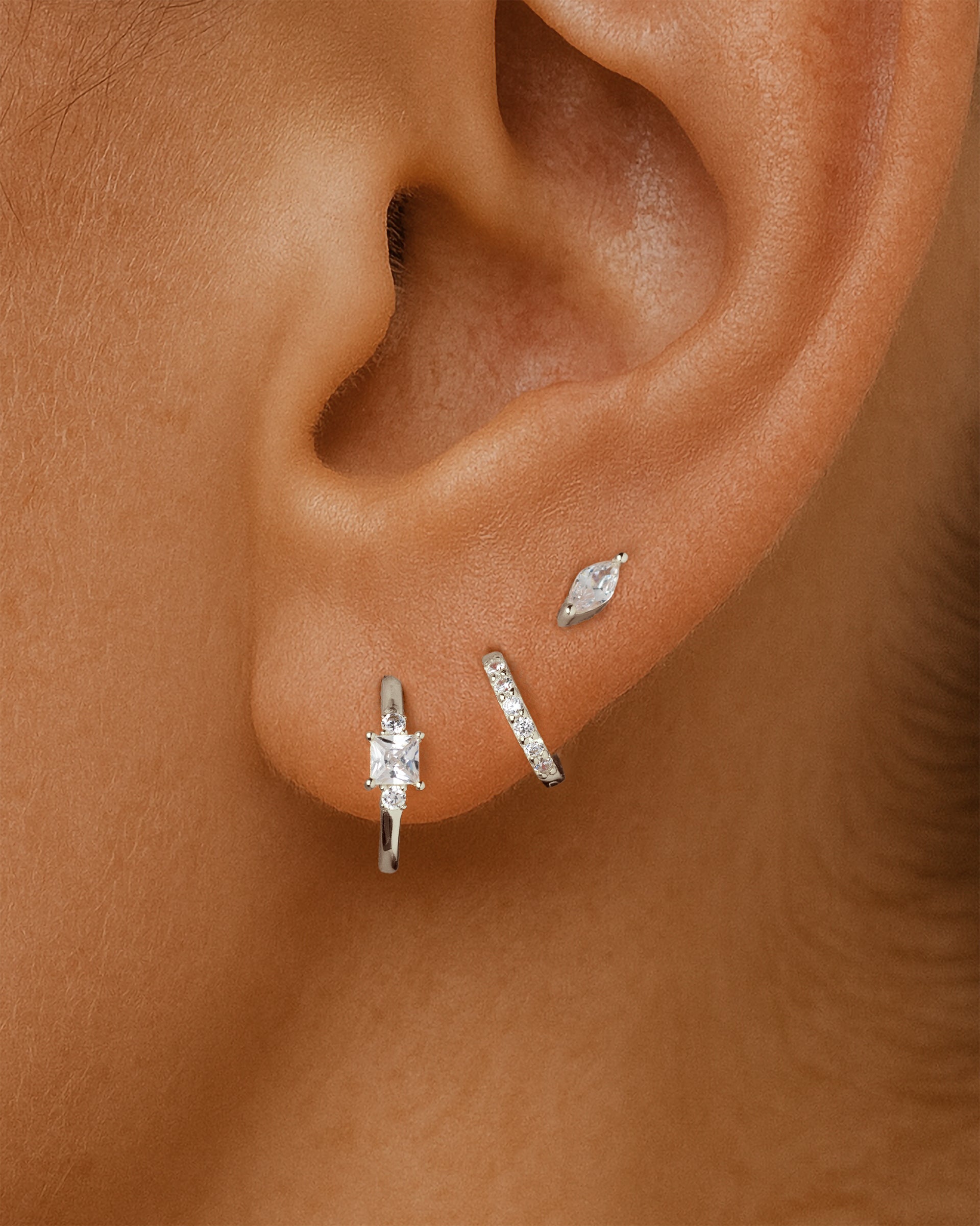 Tiny Marquise Studs in Silver — alternate view