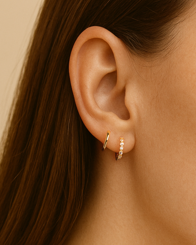 Diamond Milgrain Huggie Hoops