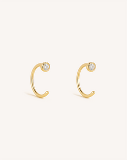 Mini Bezel Open Huggie Earrings