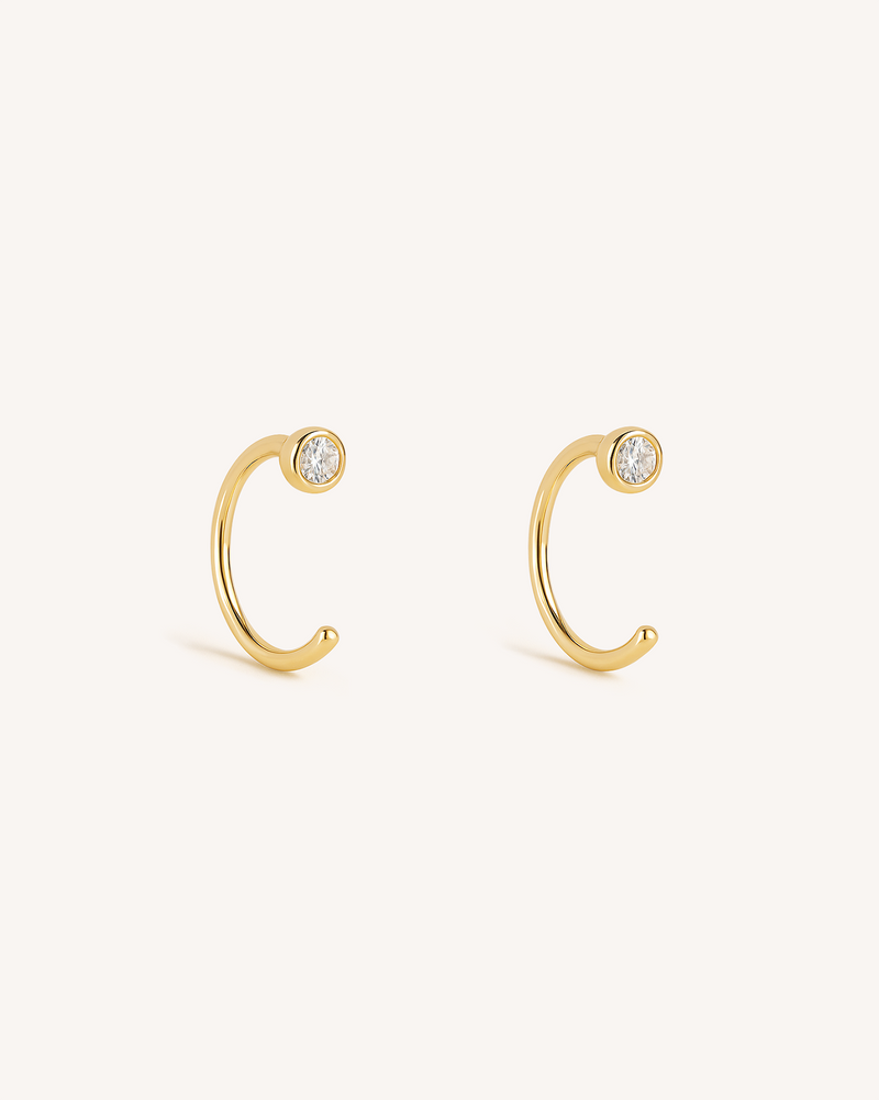 Mini Bezel Open Huggie Earrings