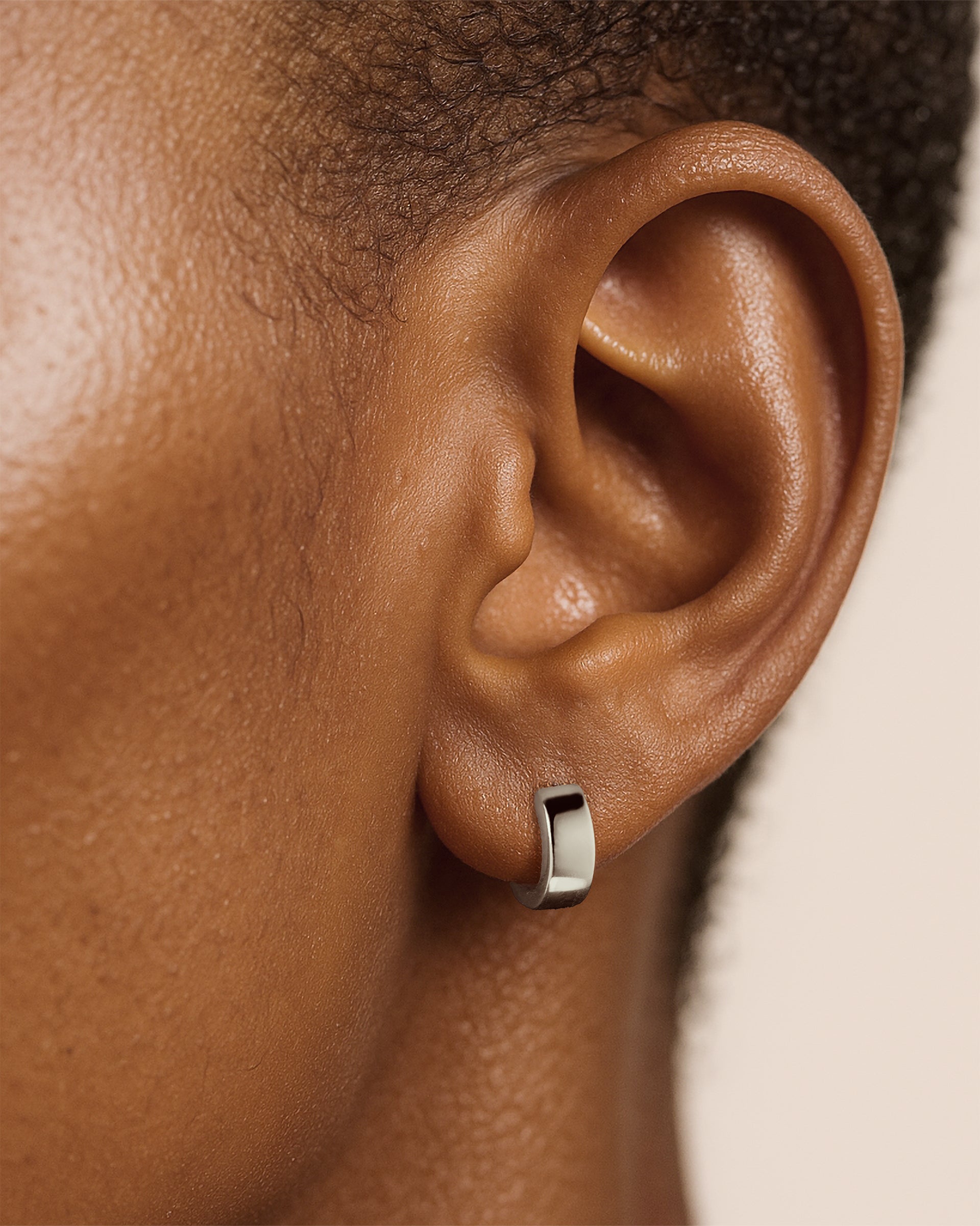 Mini Chunky Huggie Hoops in Silver — alternate view