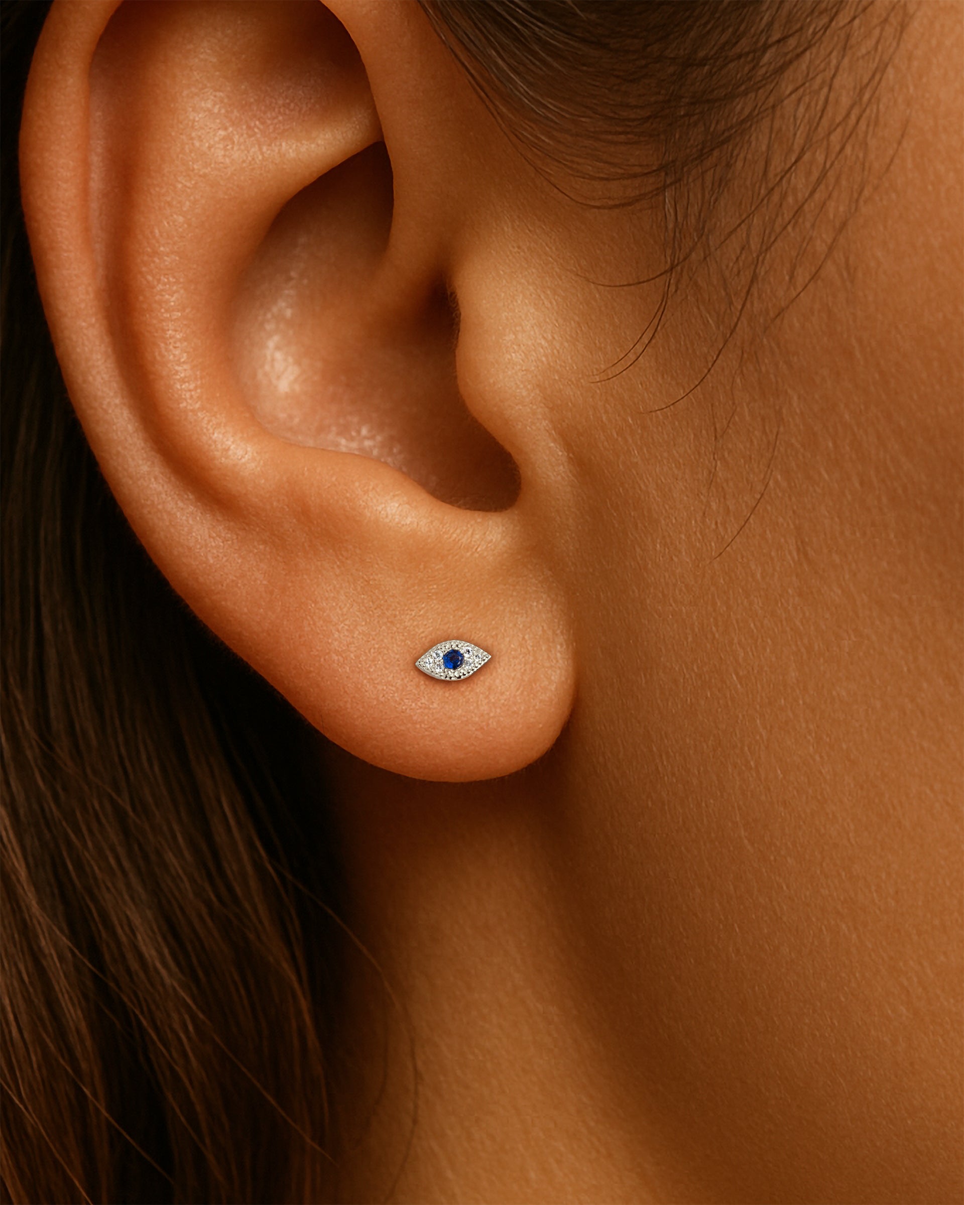 Mini Evil Eye Studs in Silver — alternate view