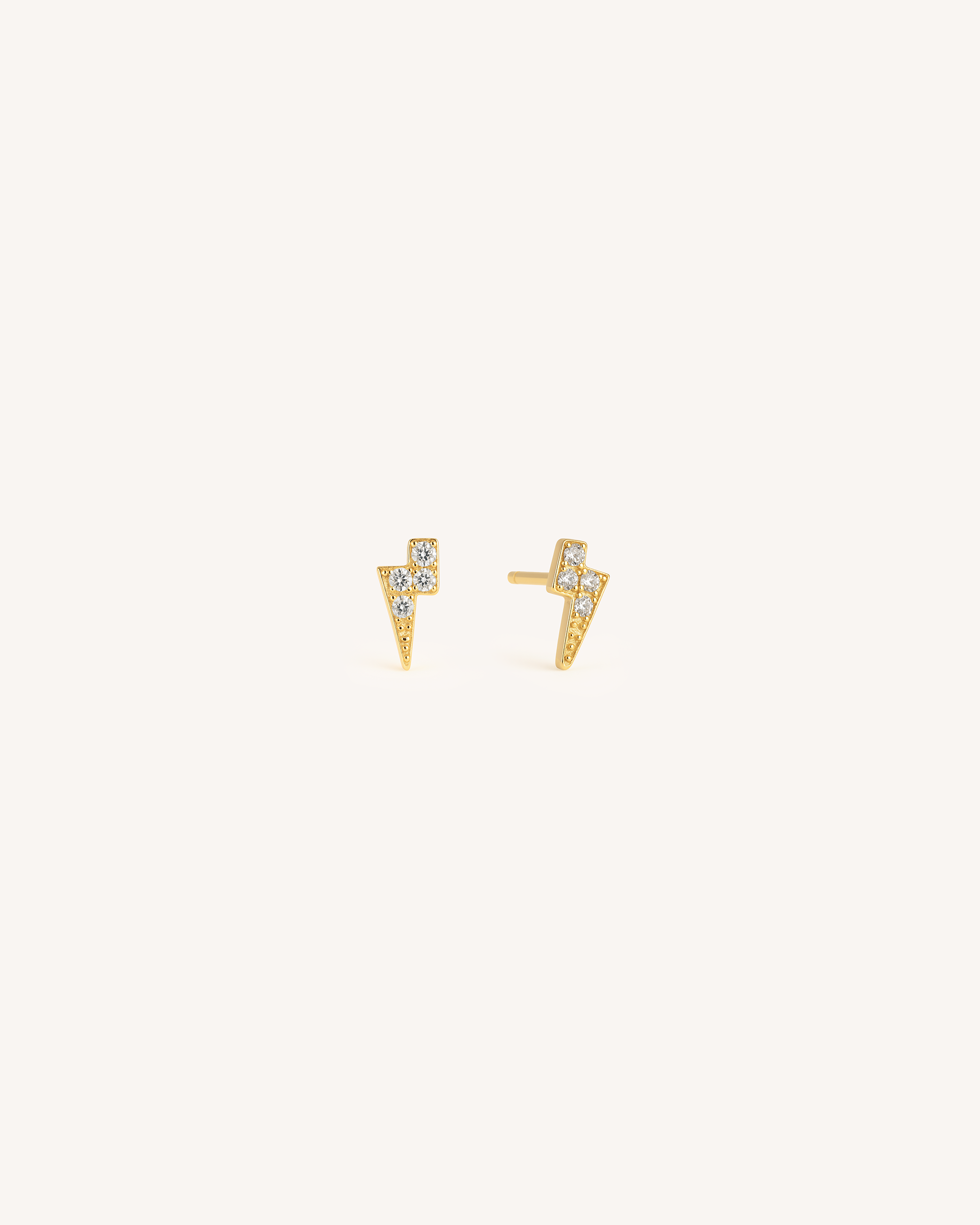 Mini Pave Lightning Studs in Gold