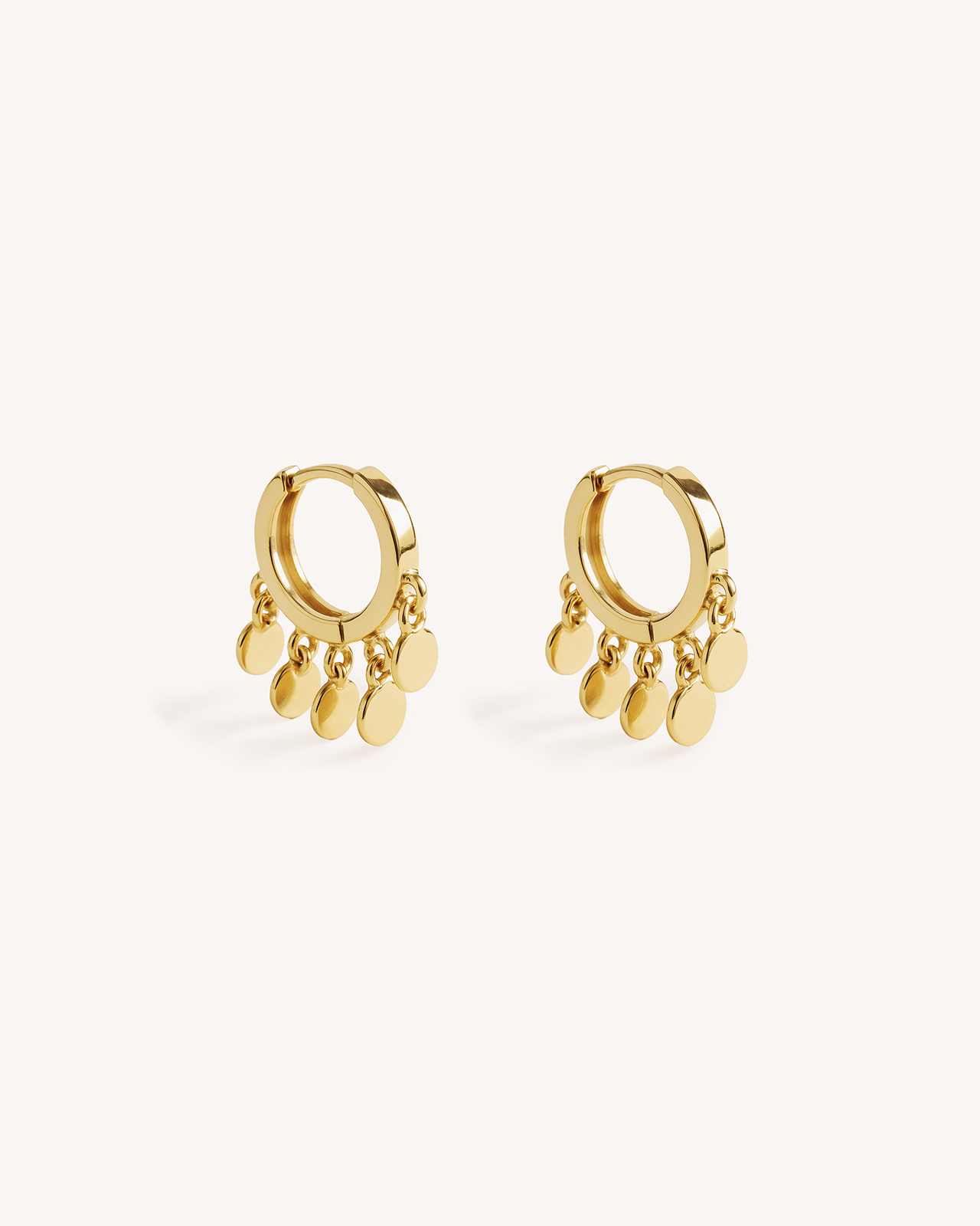 Mini Coin Huggie Hoops in Gold