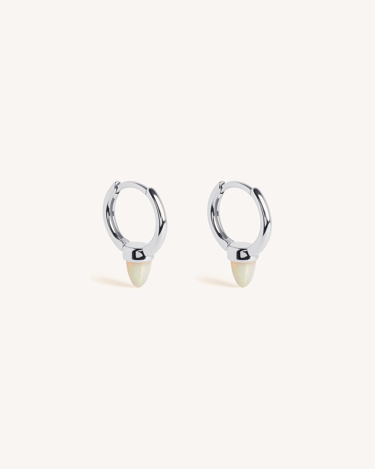 Opal Spike Huggie Hoops in Silver