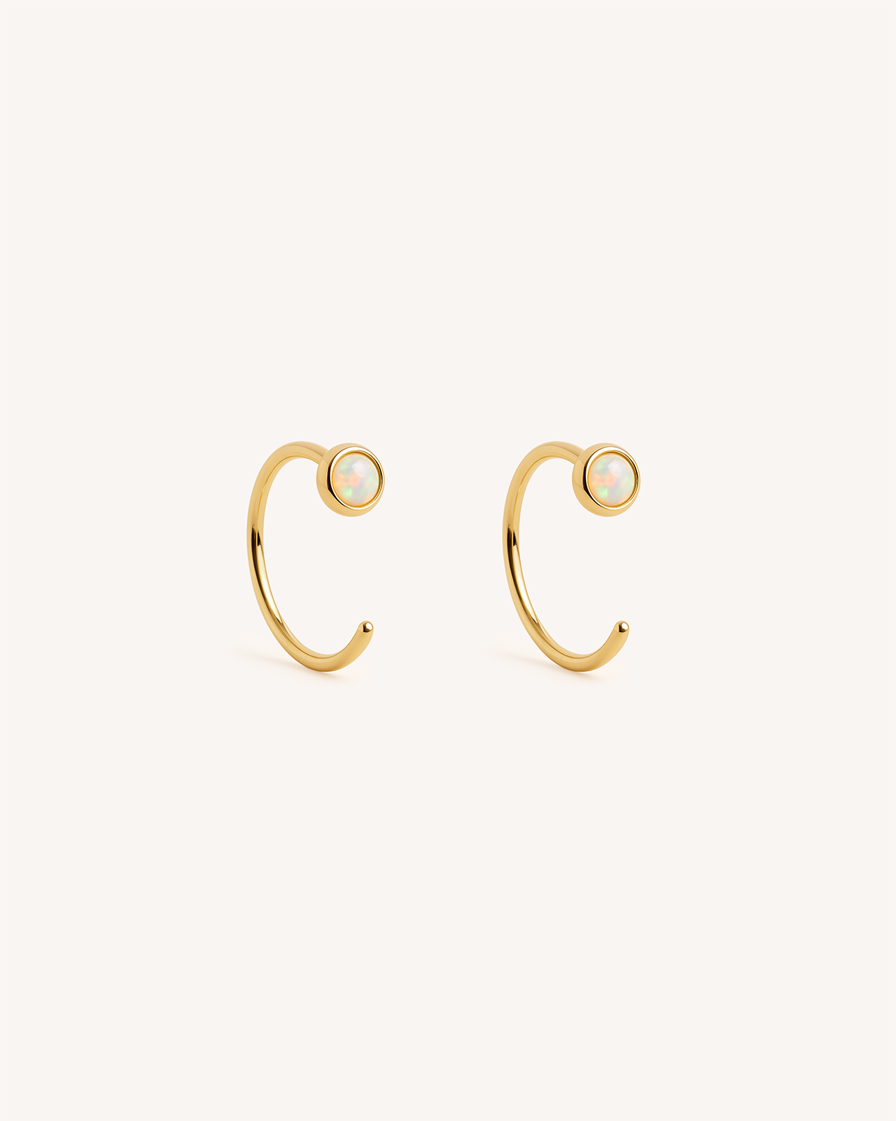 Opal Open Hoop Earrings in Gold