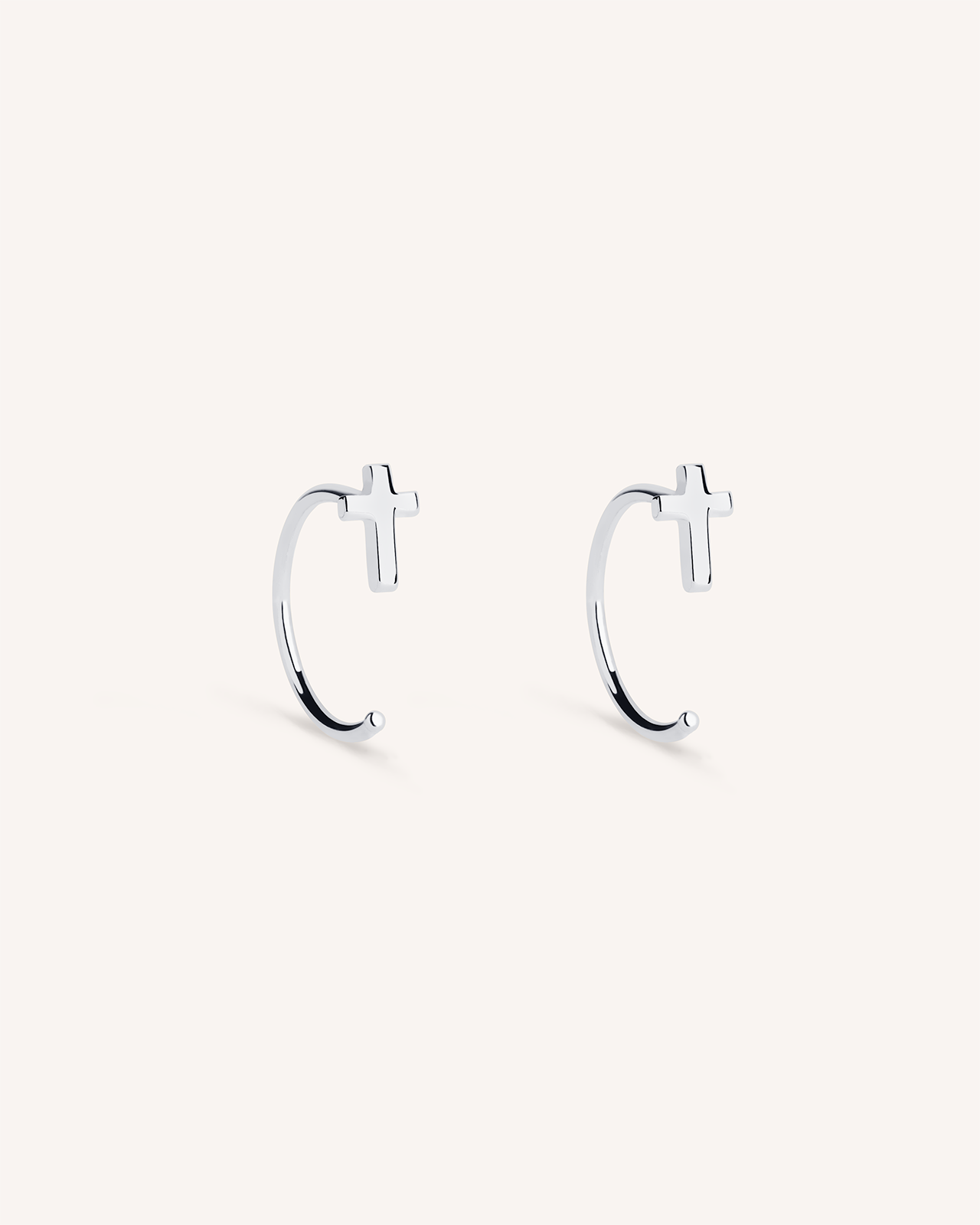 Open Cross Earrings in Silver