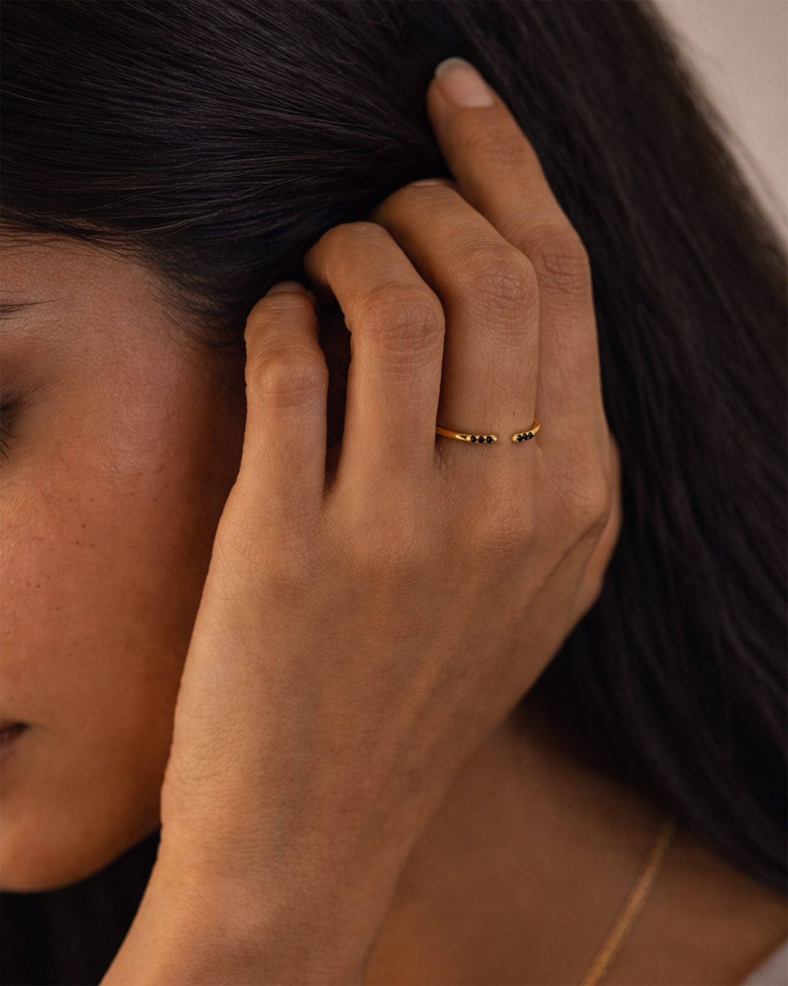 Open Pave Ring in Gold — Onyx — alternate view