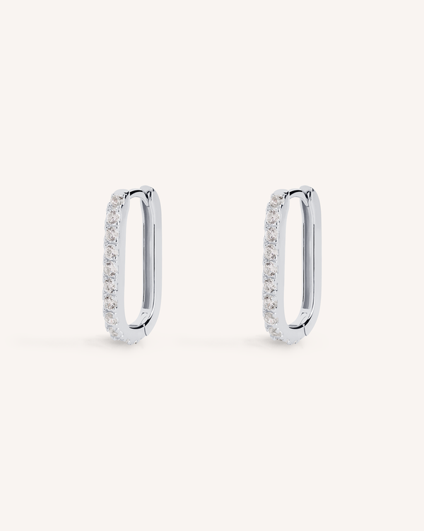Oval Pave Hoops