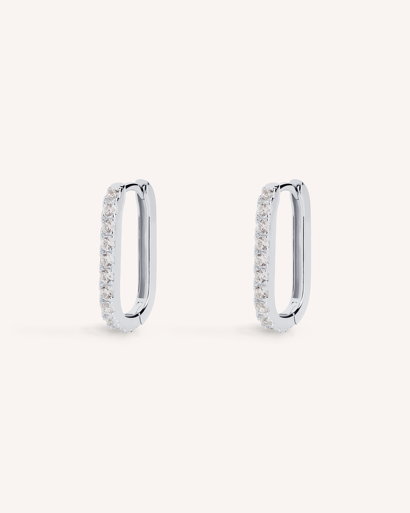 Oval Pave Hoops