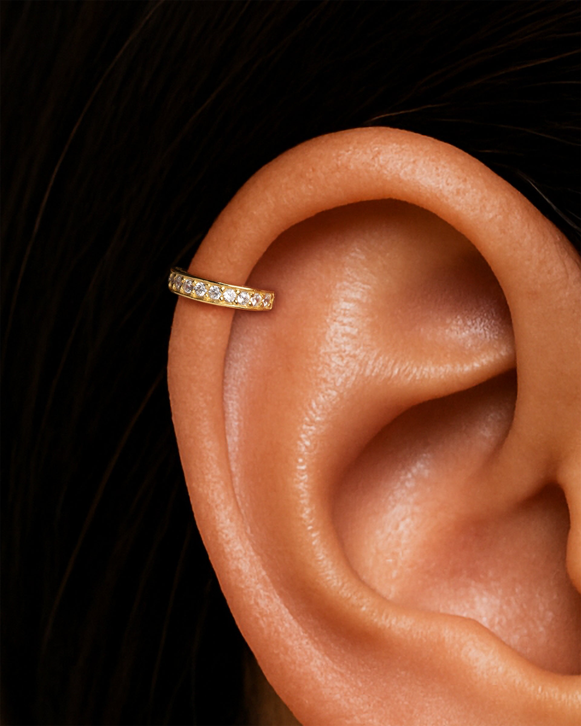 Pave Helix Ear Cuff in Gold — alternate view