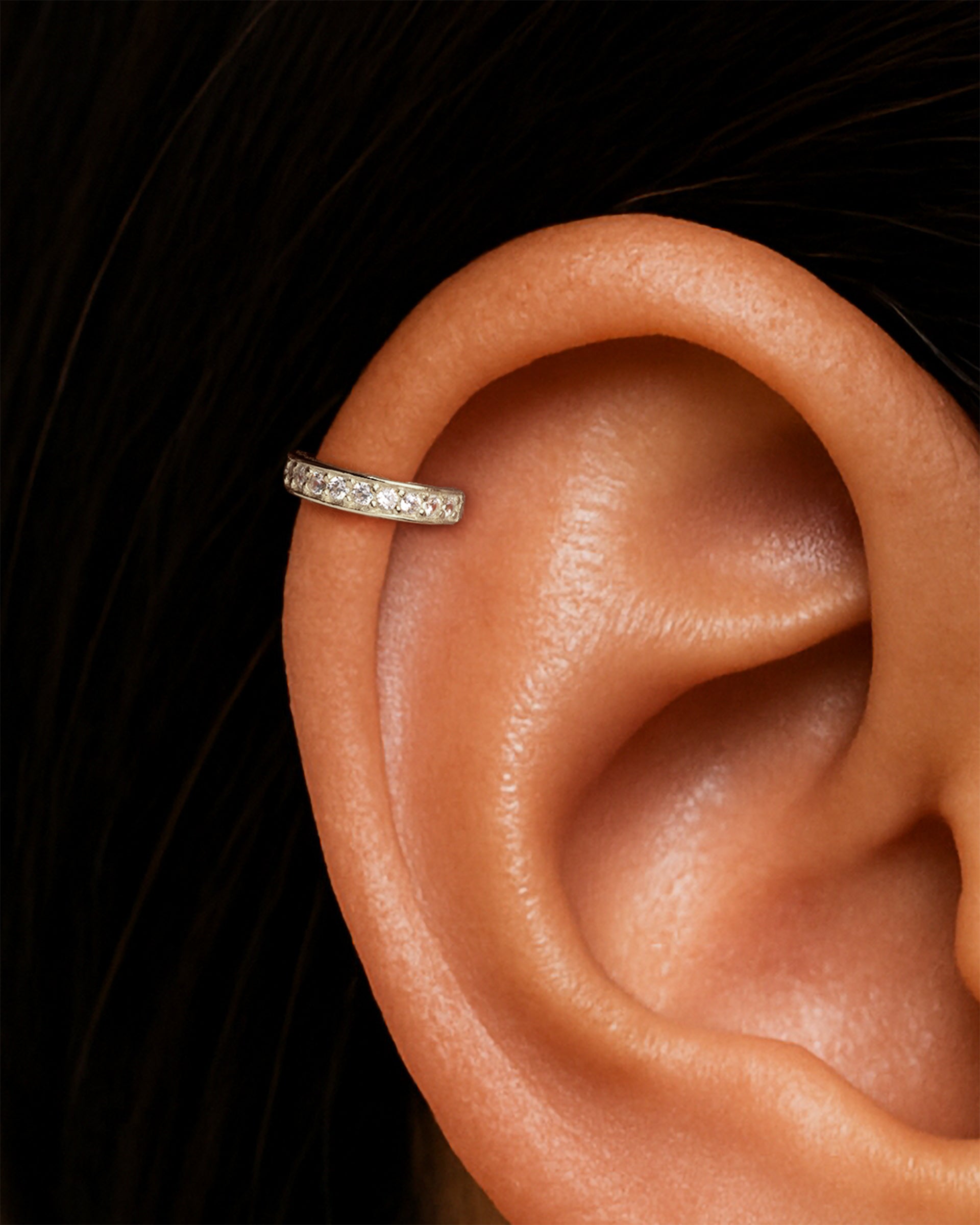 Pave Helix Ear Cuff in Silver — alternate view