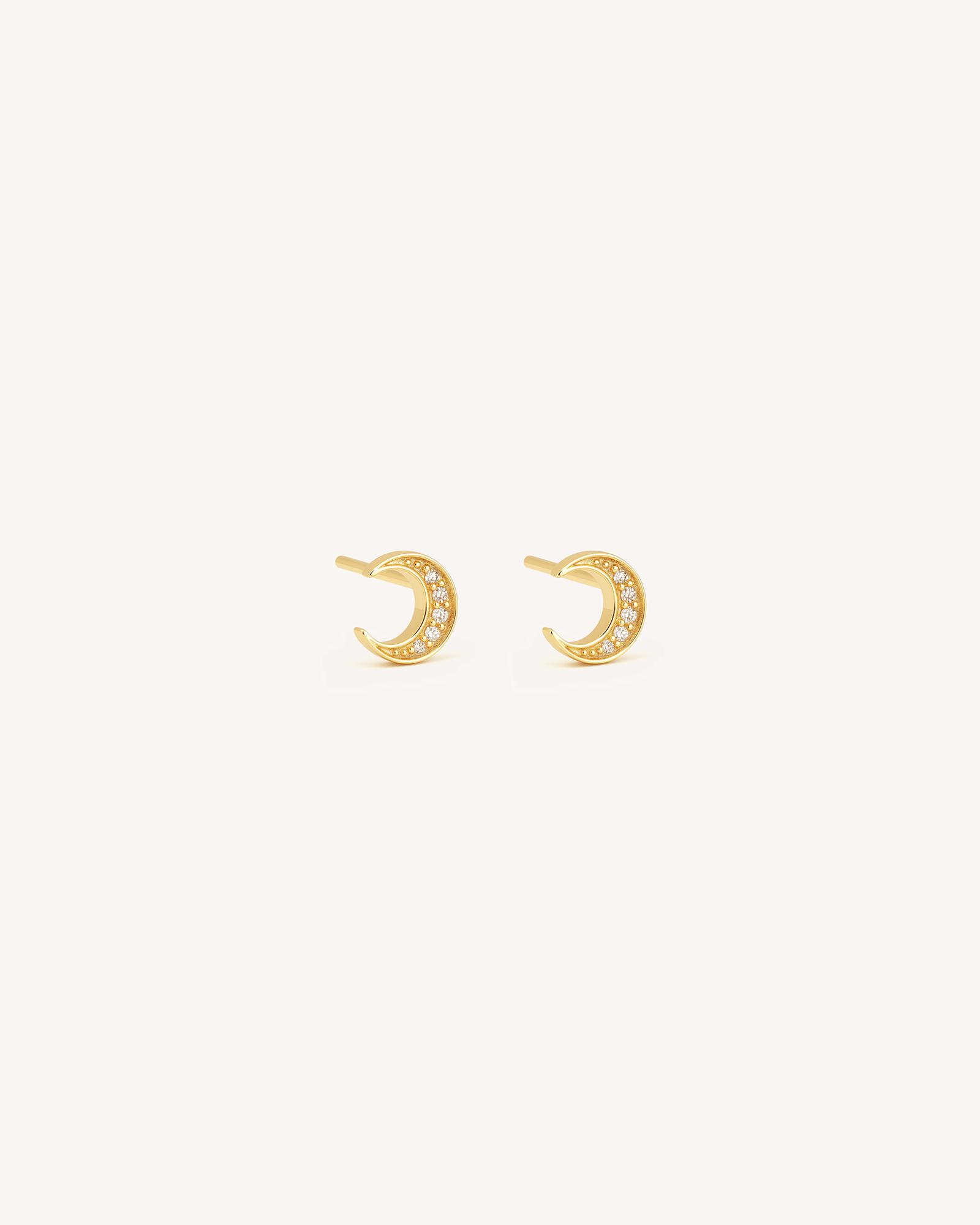 Pave Moon Studs in Gold