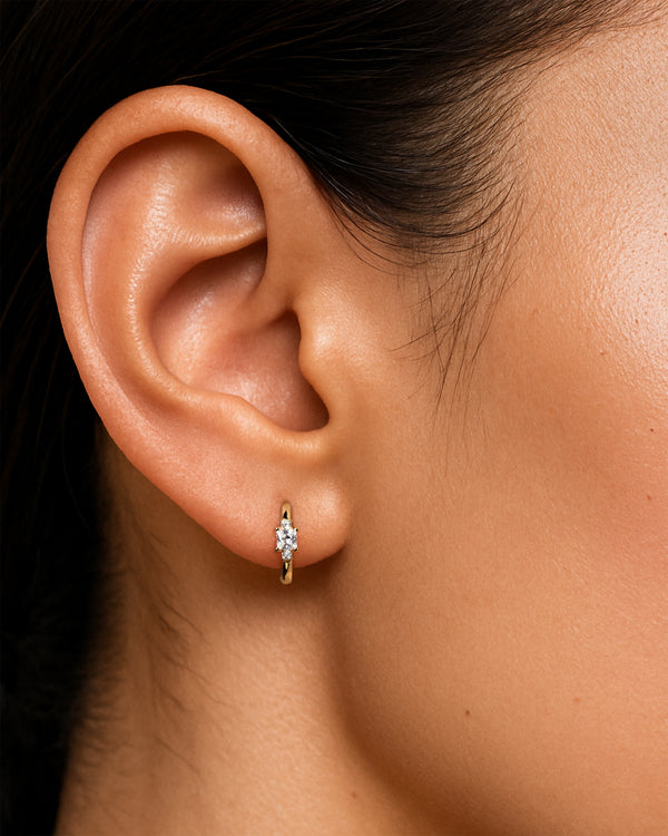 Princess Cut Crystal Hoops