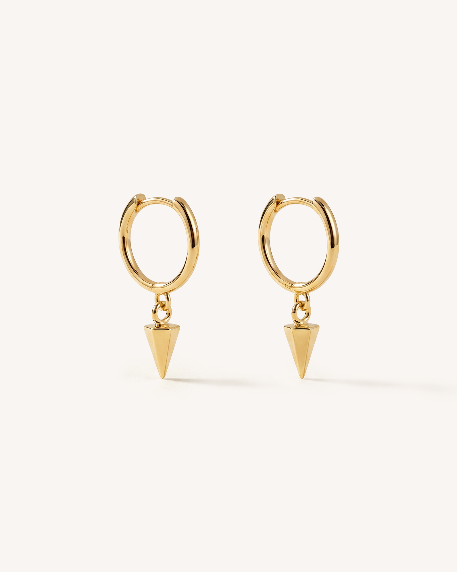 Pyramid Dangle Huggie Hoops in Gold