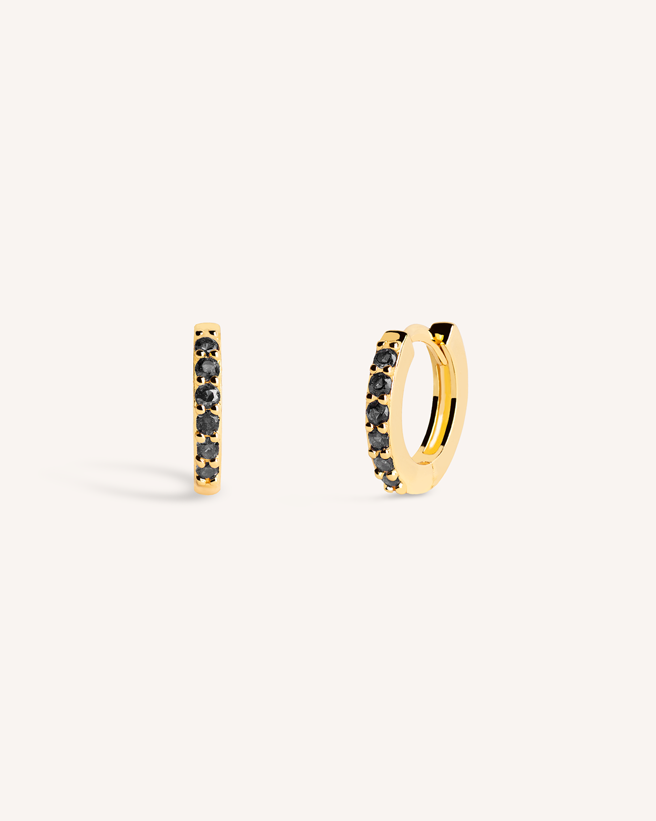 Mini Pave Huggie Hoops in Gold — Onyx