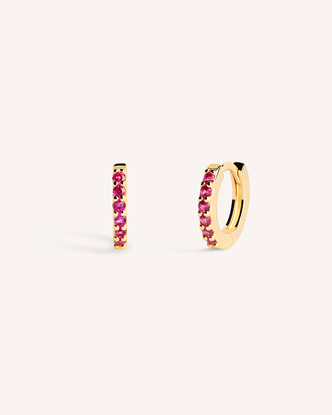 Mini Pave Huggie Hoops in Gold — Ruby