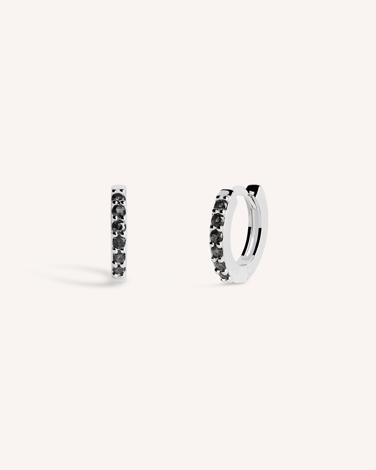 Mini Pave Huggie Hoops in Silver — Onyx