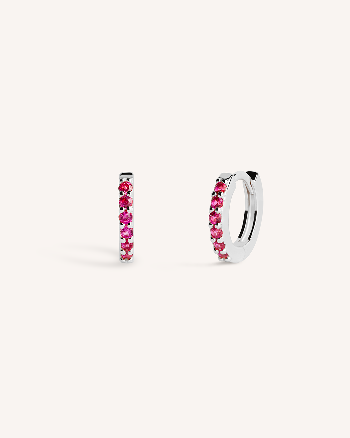 Mini Pave Huggie Hoops in Silver — Ruby