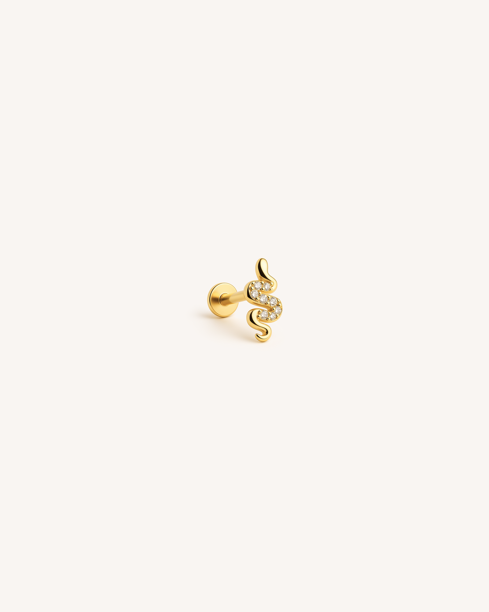 Snake Labret Stud in Gold
