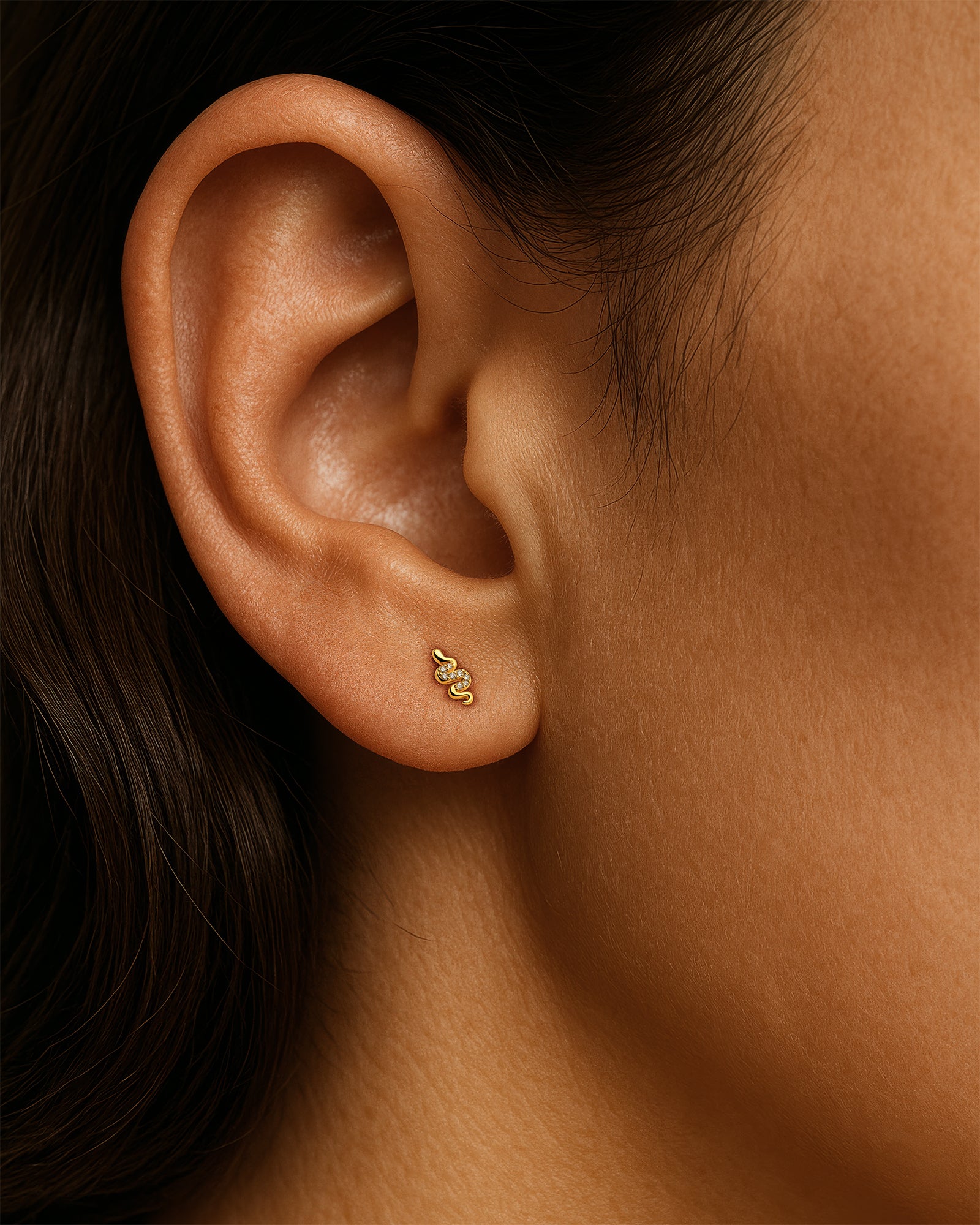 Snake Labret Stud in Gold — alternate view