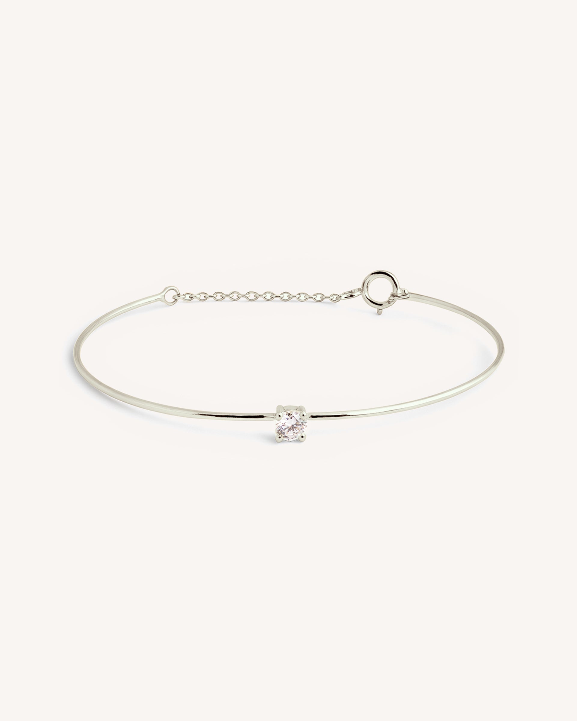 Solitaire Cuff Bracelet in Silver