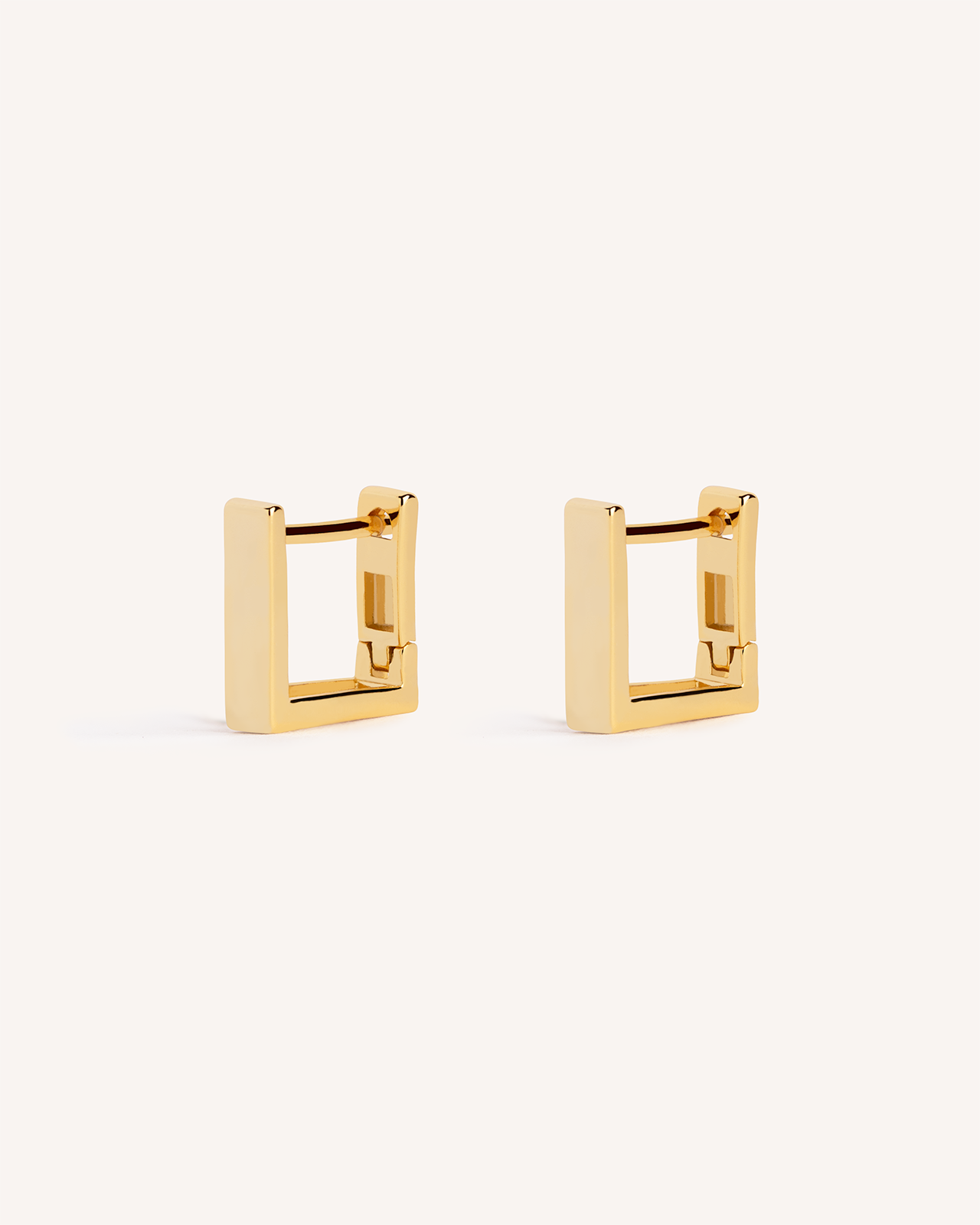 Square Huggie Hoops in Gold