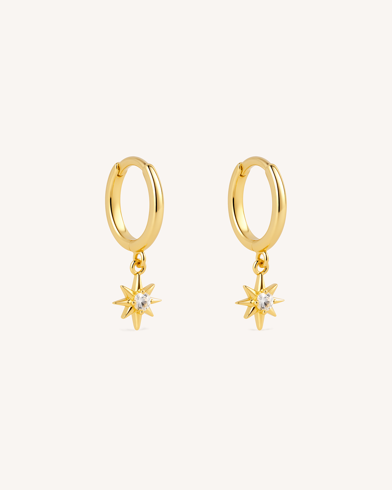 Starburst Dangle Huggie Hoops in Gold