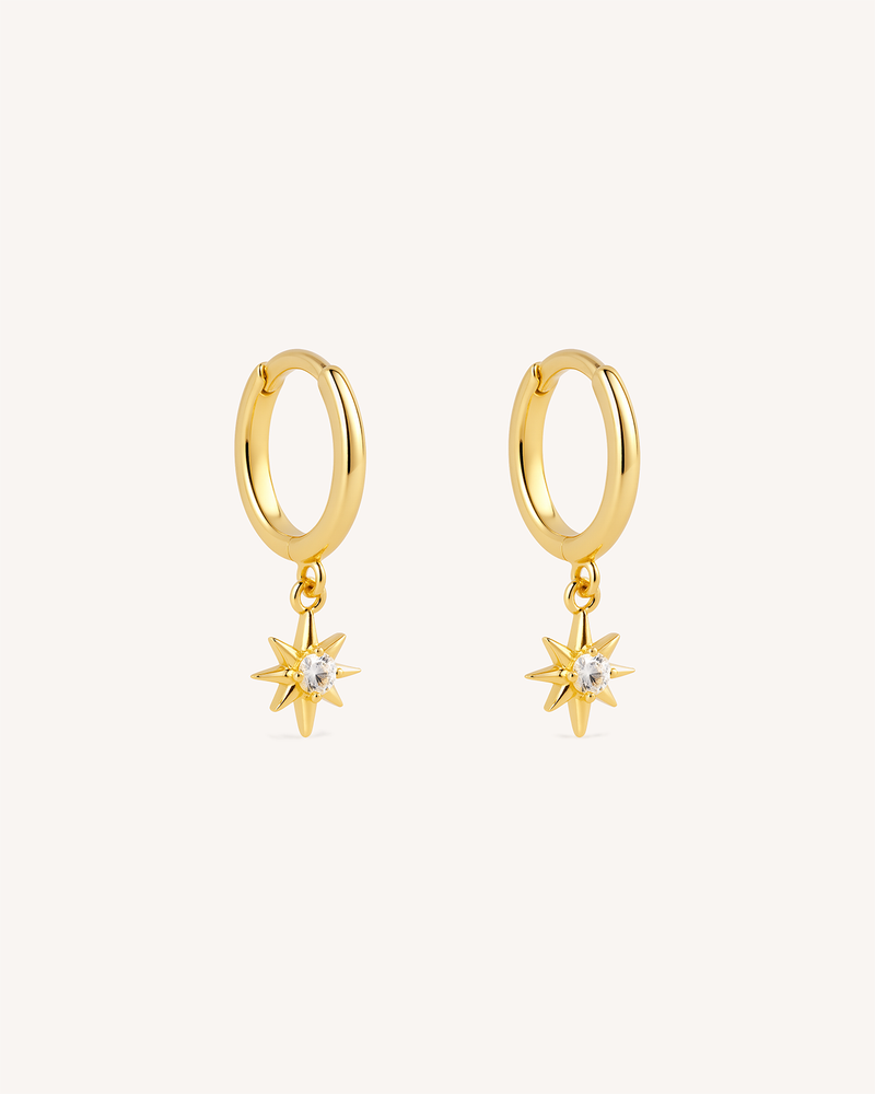 Starburst Dangle Huggie Hoops