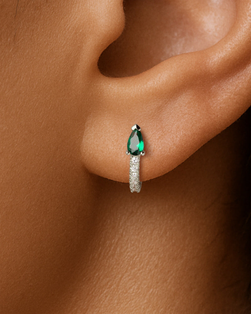 Teardrop Pave Huggie Hoops