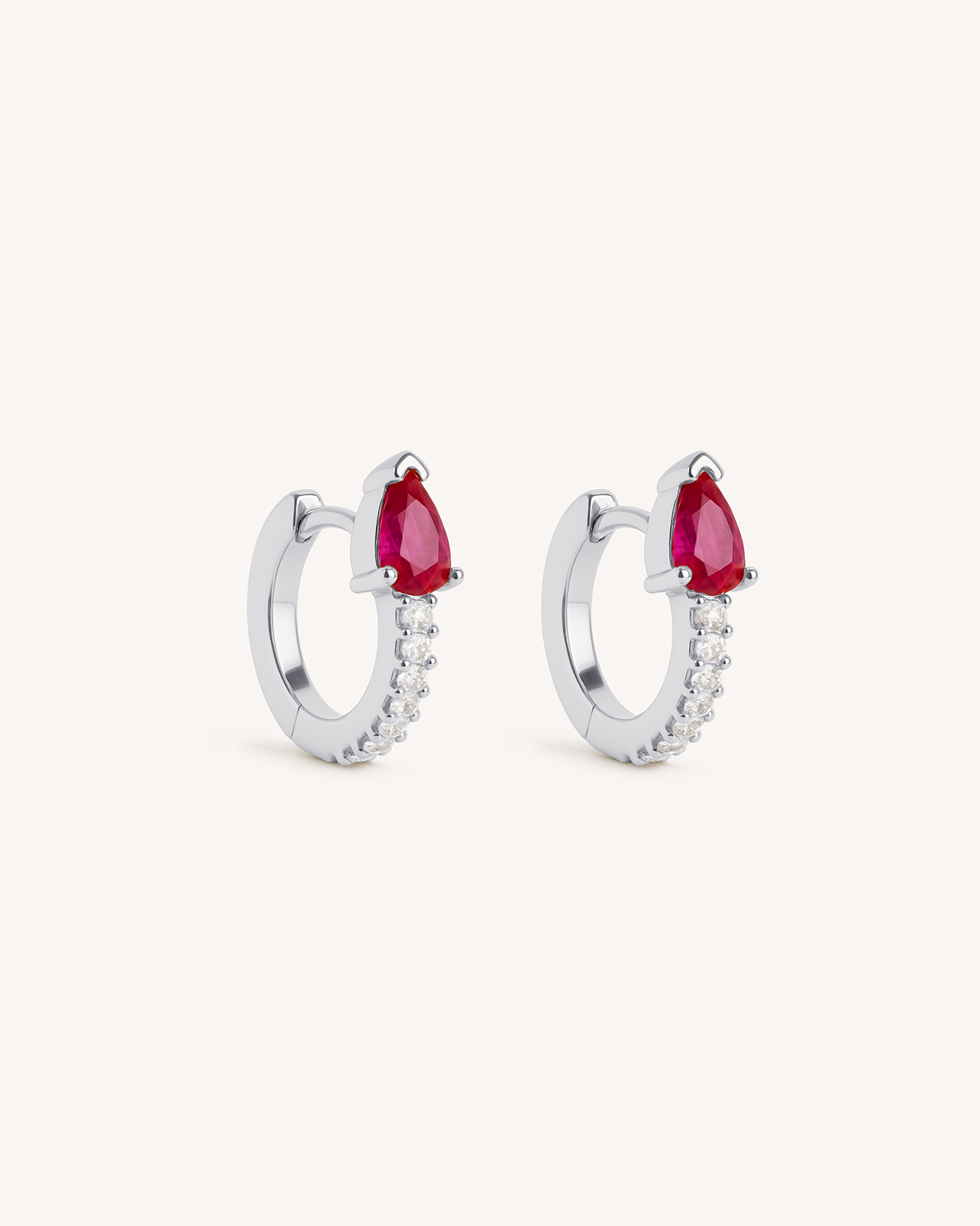 Teardrop Pave Huggie Hoops in Silver — Ruby